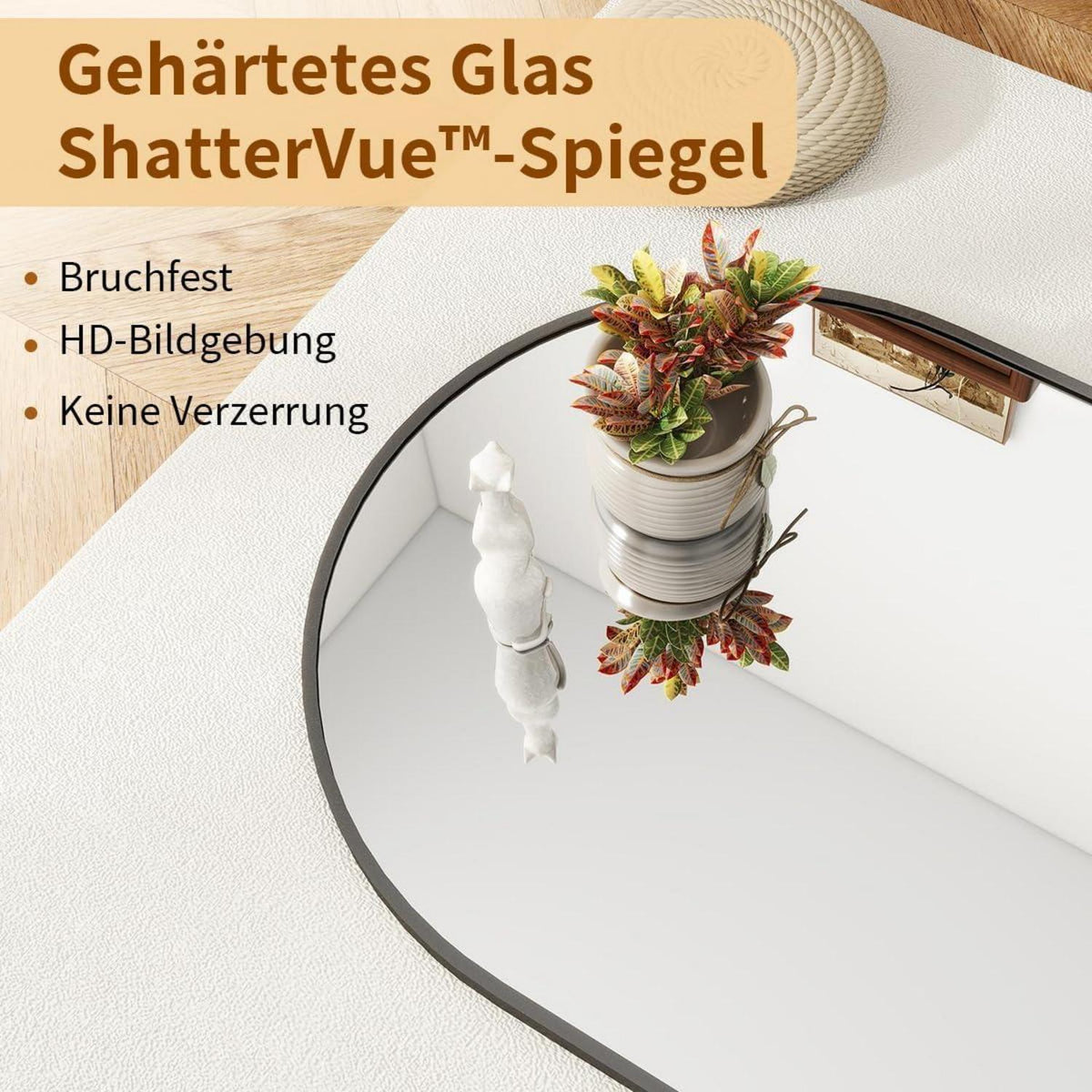 Ganzkörperspiegel Bogen Schwarz – 165x61cm, mit Ständer & Aufhänger