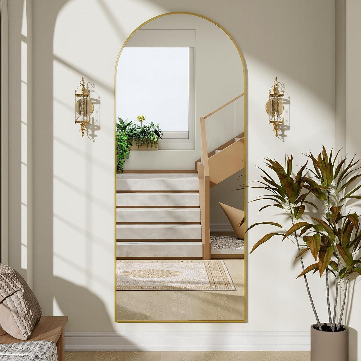 Ganzkörperspiegel Bogen 66x180cm Gold – Stand- & Wandspiegel