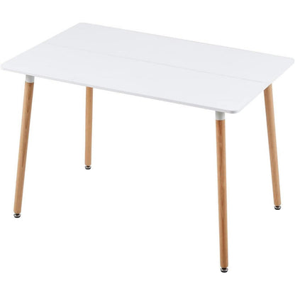 Rechteckiges Esszimmer-Set weißer Tisch + 4 graue Stühle
