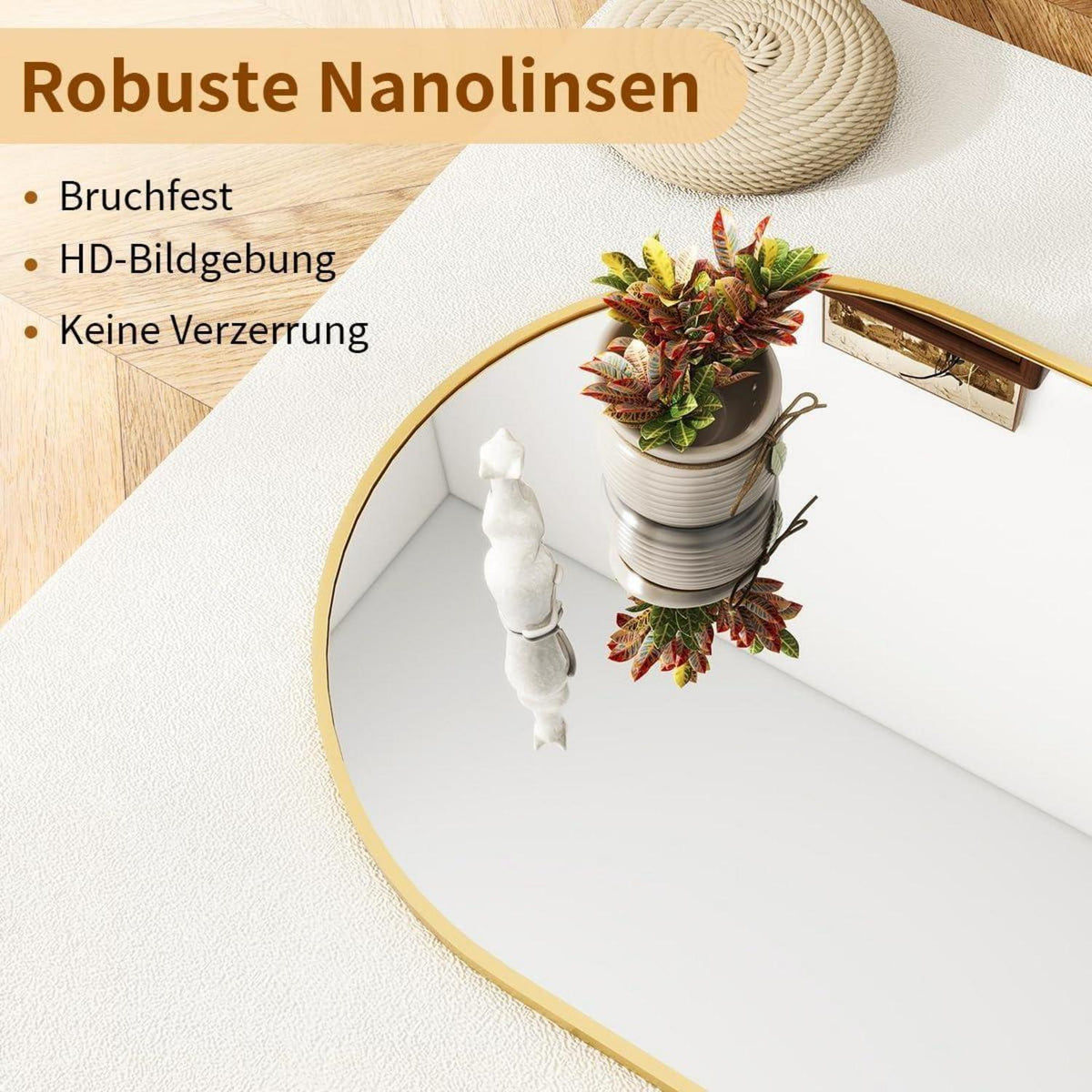 Ganzkörperspiegel Bogen 180cm Gold – Stand- & Wandspiegel