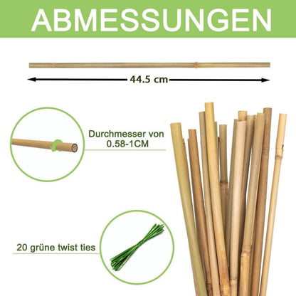 Bambusstäbe 44.5CM 20 Stück Pflanzenstütze für Innen und