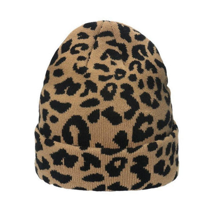 Wintermütze Damen Herren Leopardenmuster Strickmütze Grün