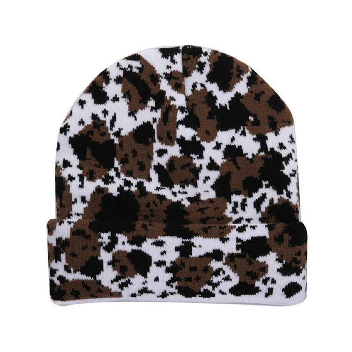 Wintermütze Damen Herren Leopardenmuster Strickmütze Grün