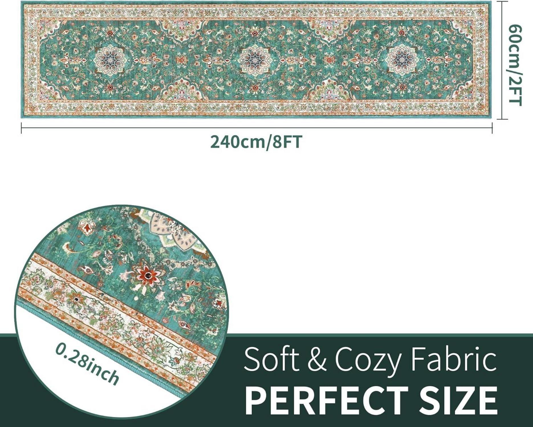 Enyhom Teppich Läufer 60x240cm Modernes Boho Design Grün