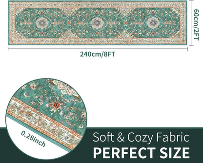 Enyhom Teppich Läufer 60x240cm Modernes Boho Design Grün