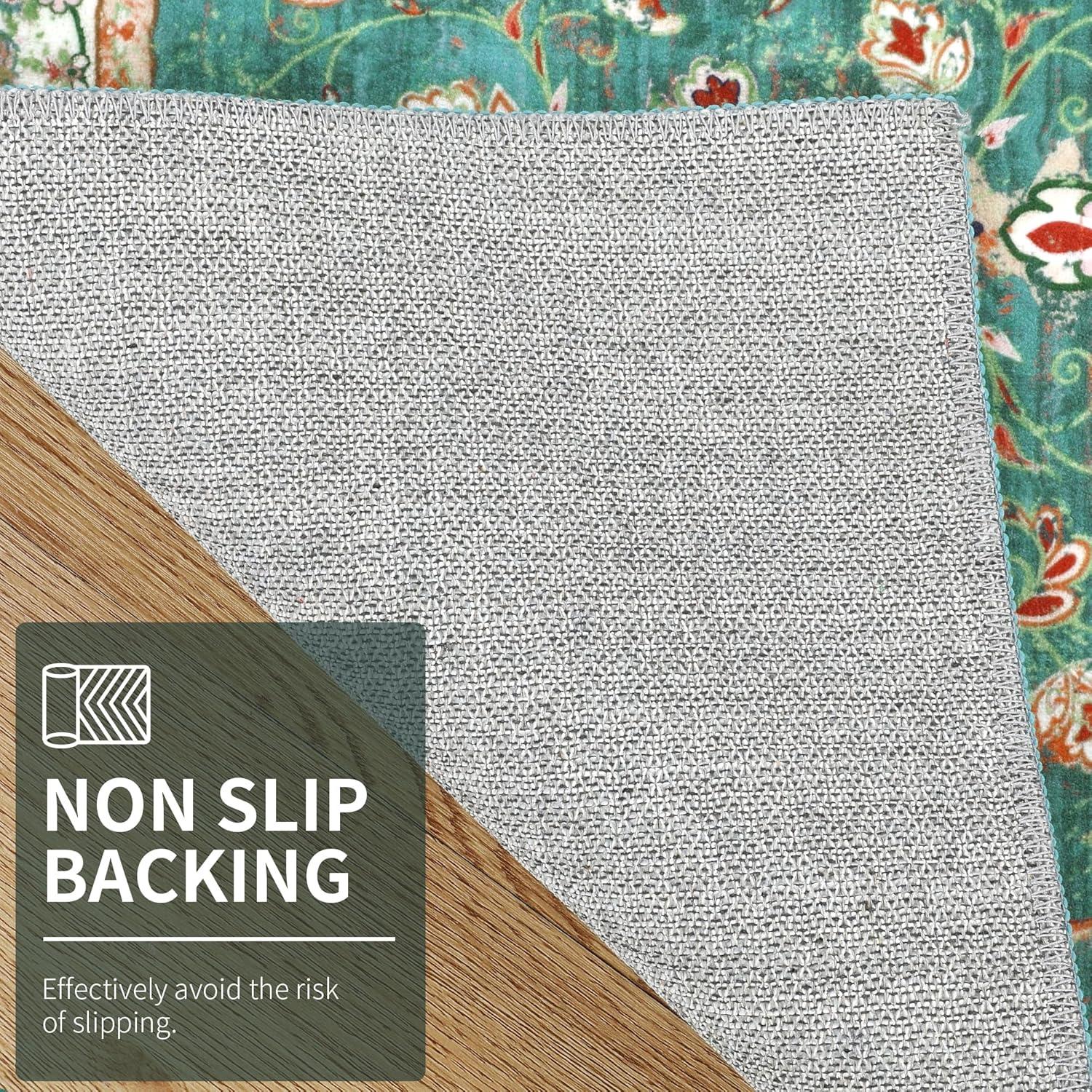 Teppich Läufer 60x240cm Grün Modern Rutschfest Waschbar Luxuriös