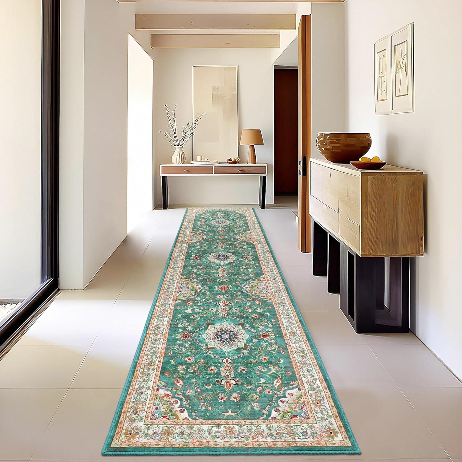 Enyhom Teppich Läufer Flur 60x240 cm Modern Hochwertig Grün