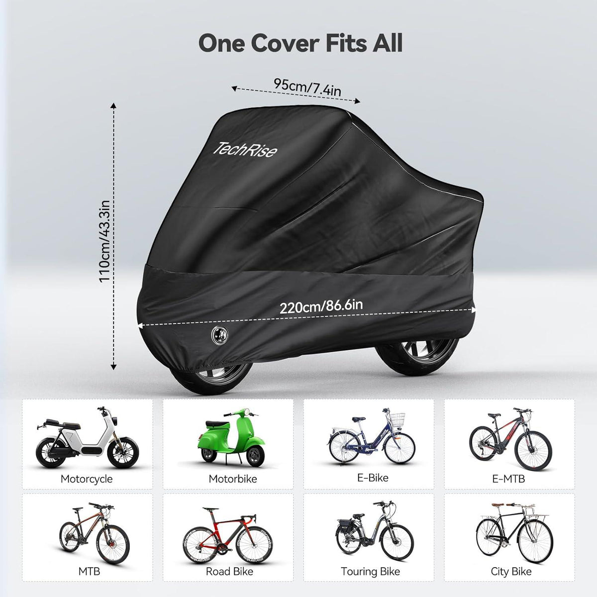 Fahrradabdeckung 210D Oxford wasserdicht 220x110x95 cm
