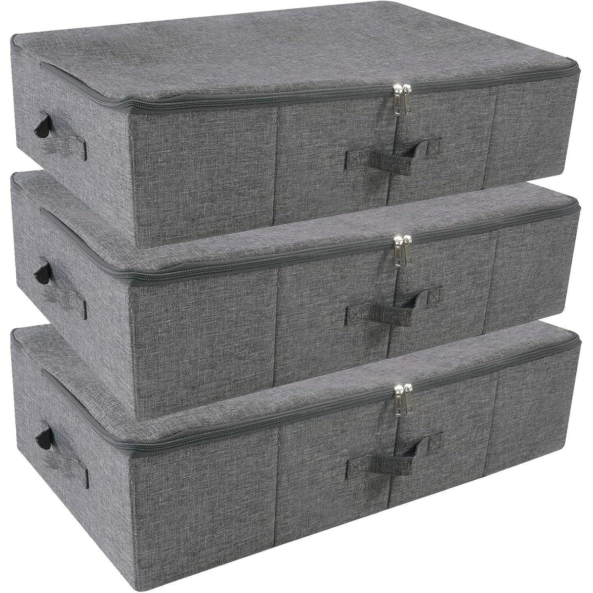 Aufbewahrungsboxen für Kleidung & Decken, 3 Stück, Schwarz/Grau