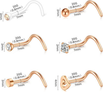 Nasenpiercing Set Kristall 20G 18G Chirurgenstahl Ringe