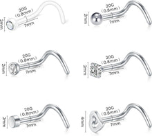 8er Nasenpiercing Set 20G 18G Chirurgenstahl Kristall Gold