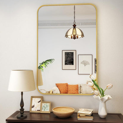 Moderner Badspiegel 75x122cm Gold – Wandspiegel mit Metallrahmen