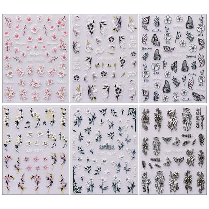 3D Nagelsticker Frühlingsblumen - Nail Art Aufkleber Set
