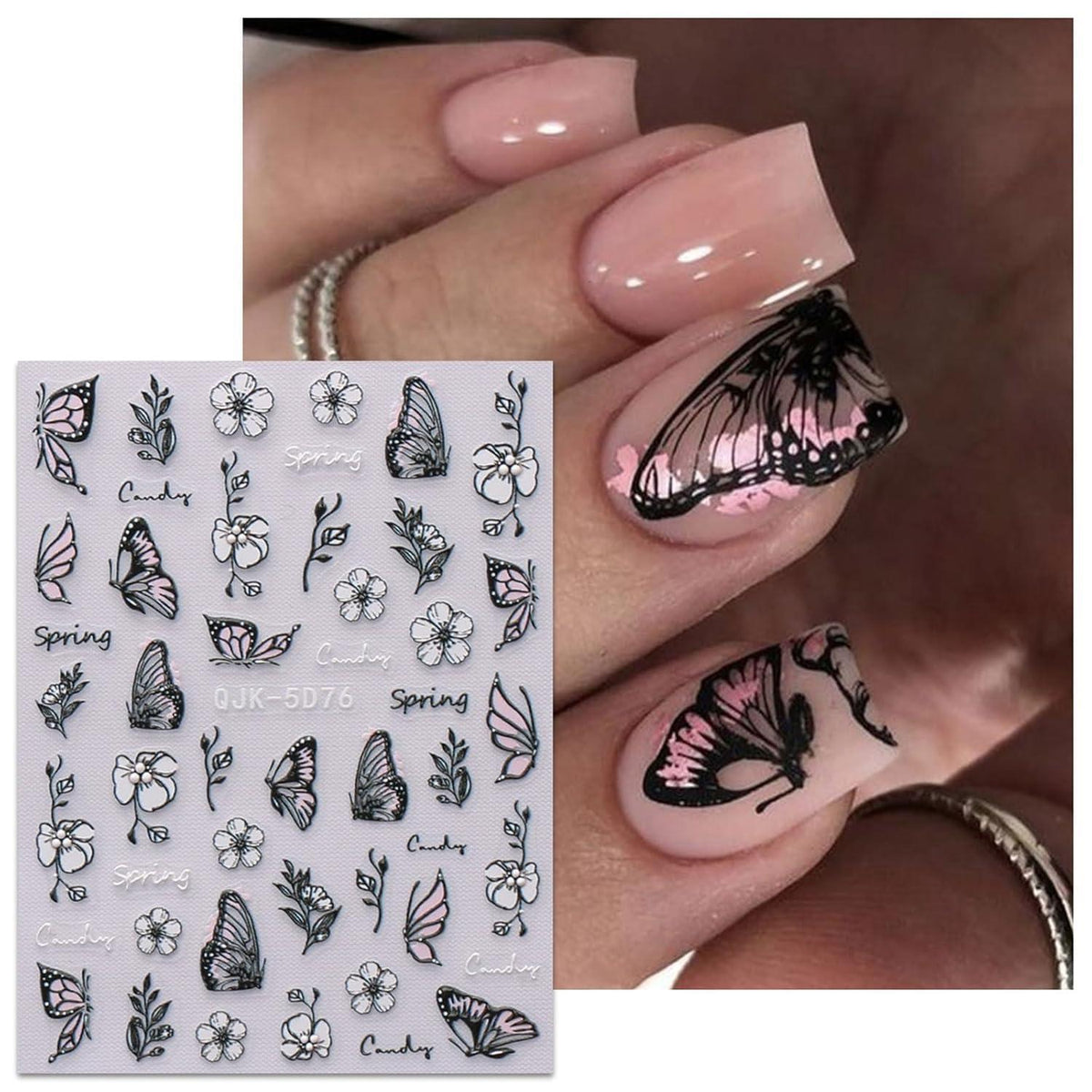 3D Nagelsticker Frühlingsblumen - Nail Art Aufkleber Set