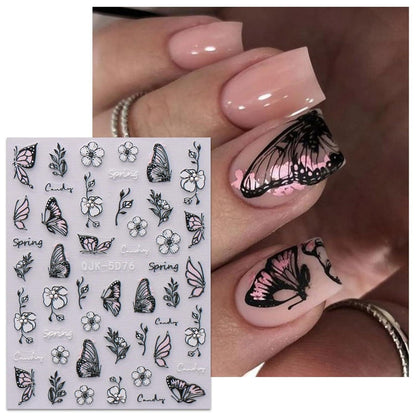 3D Nagelsticker Frühlingsblumen - Nail Art Aufkleber Set
