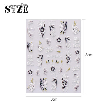 3D Nagelsticker Frühlingsblumen - Nail Art Aufkleber Set