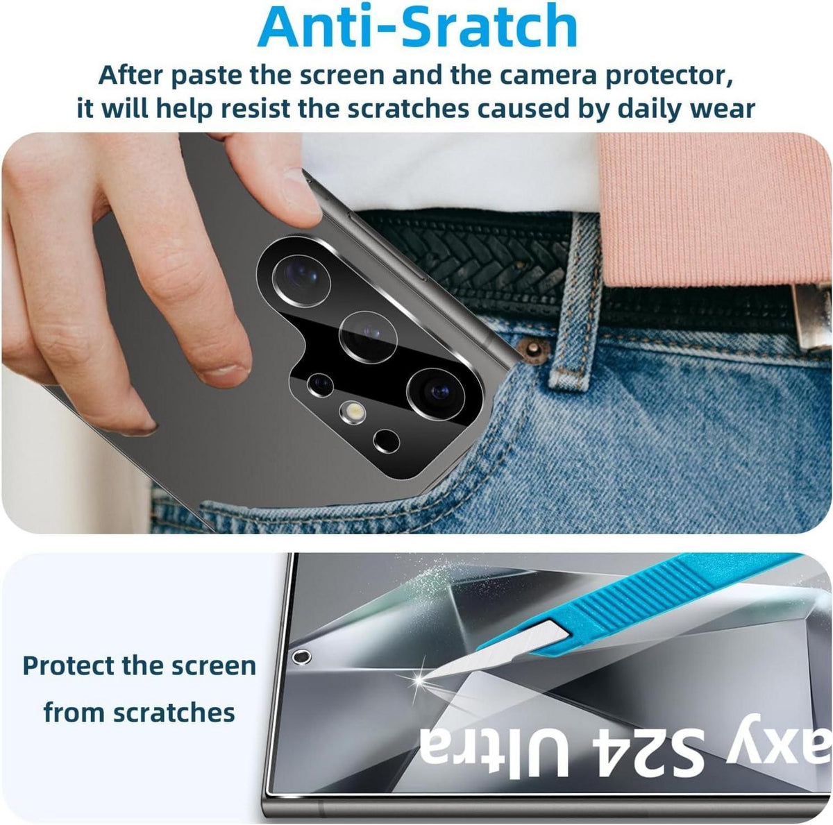 QULLOO Panzerglas Samsung Galaxy S24 Ultra 5G Schutzfolie 2 Stk. Display