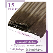 Echthaar Tressen Micro Weft Balayage #3/8/24 Dunkelbraun Ombre 45cm