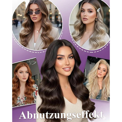 Echthaar Tressen Micro Weft Balayage #3/8/24 Dunkelbraun Ombre 45cm