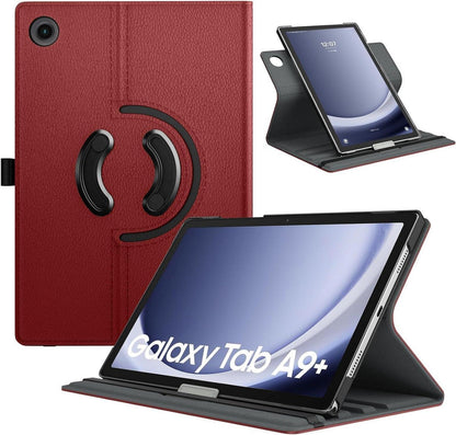 Drehbare Hülle für Samsung Galaxy Tab A9+ 11 Zoll 2023 - Weinrot