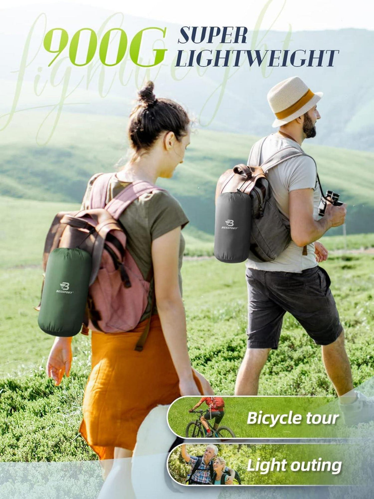 Ultraleichter Schlafsack Sommer Camping Festival Outdoor Grün