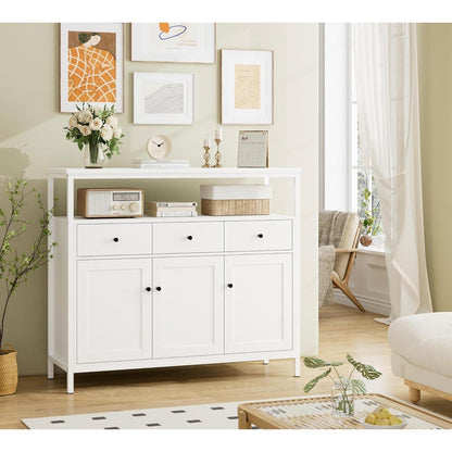 Weißes Sideboard mit 3 Schubladen & 3 Türen – Küchenkommode