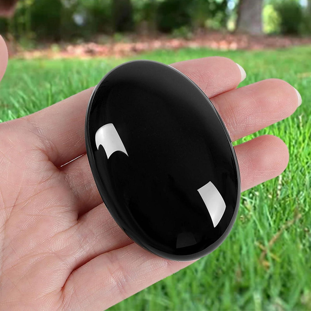 Schwarzer Obsidian Schmuckstein, polierter Kristall für Entspannung und Meditation
