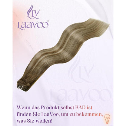 Echthaar Tressen zum Einnähen Hellbraun Balayage 40cm