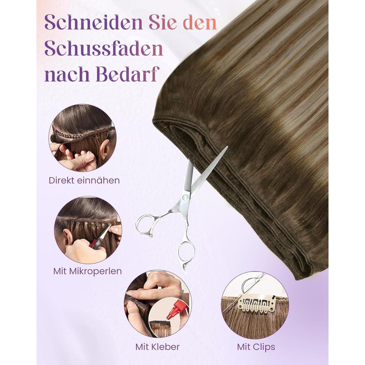 Echthaar Tressen Balayage Blond & Braun 45cm - 100g