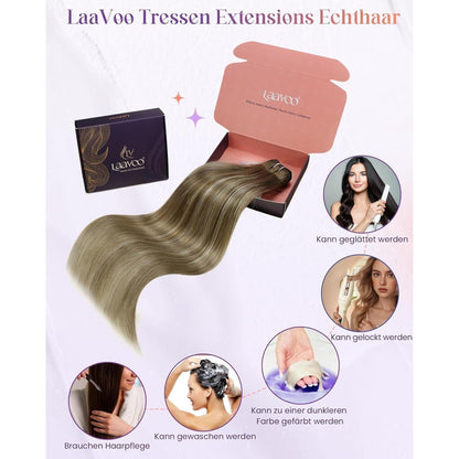 Echthaar Tressen Balayage Blond & Braun 45cm - 100g