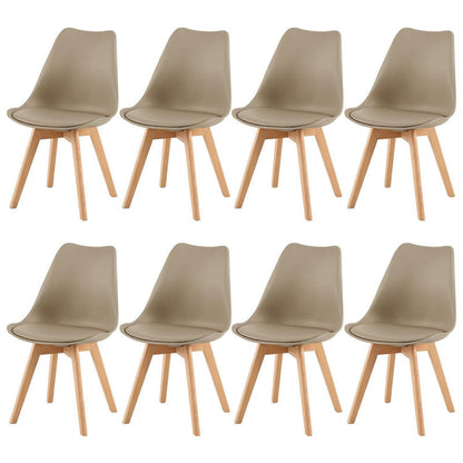 Skandinavische Esszimmerstühle Set 8 – Gepolstert, Khaki
