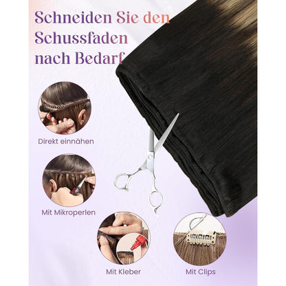 Echthaar Tressen Balayage Schwarzbraun Hellblond 45cm