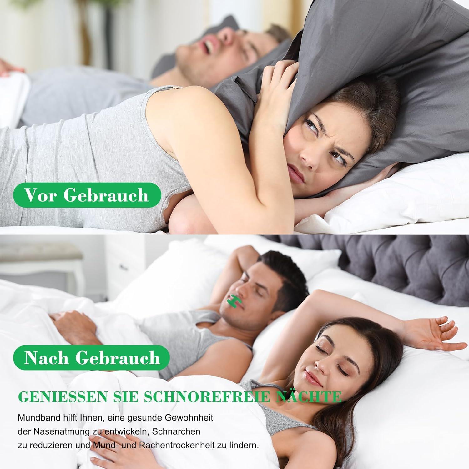 Mundpflaster Schlafen 60 Stück H-Shape Mouth Tape for Sleeping Anti Schnarch Nasenatmung Grün