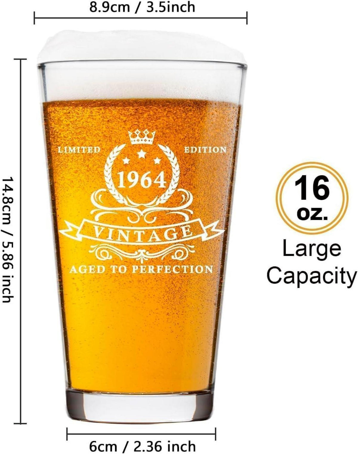 Bierglas 1964 Vintage im Holzfass, 60. Geburtstagsgeschenk