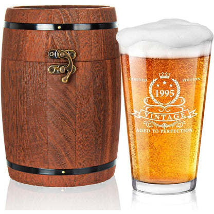 Bierglas 1994 für 30. Geburtstag in Holzfassbox 480 ml