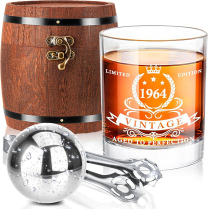 Whiskyglas-Set mit Fassbox für 60. Geburtstag, 1964 Geschenkidee