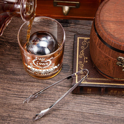 Whiskyglas-Set 1964 in Fassbox, Geschenkideen zum 60. Geburtstag