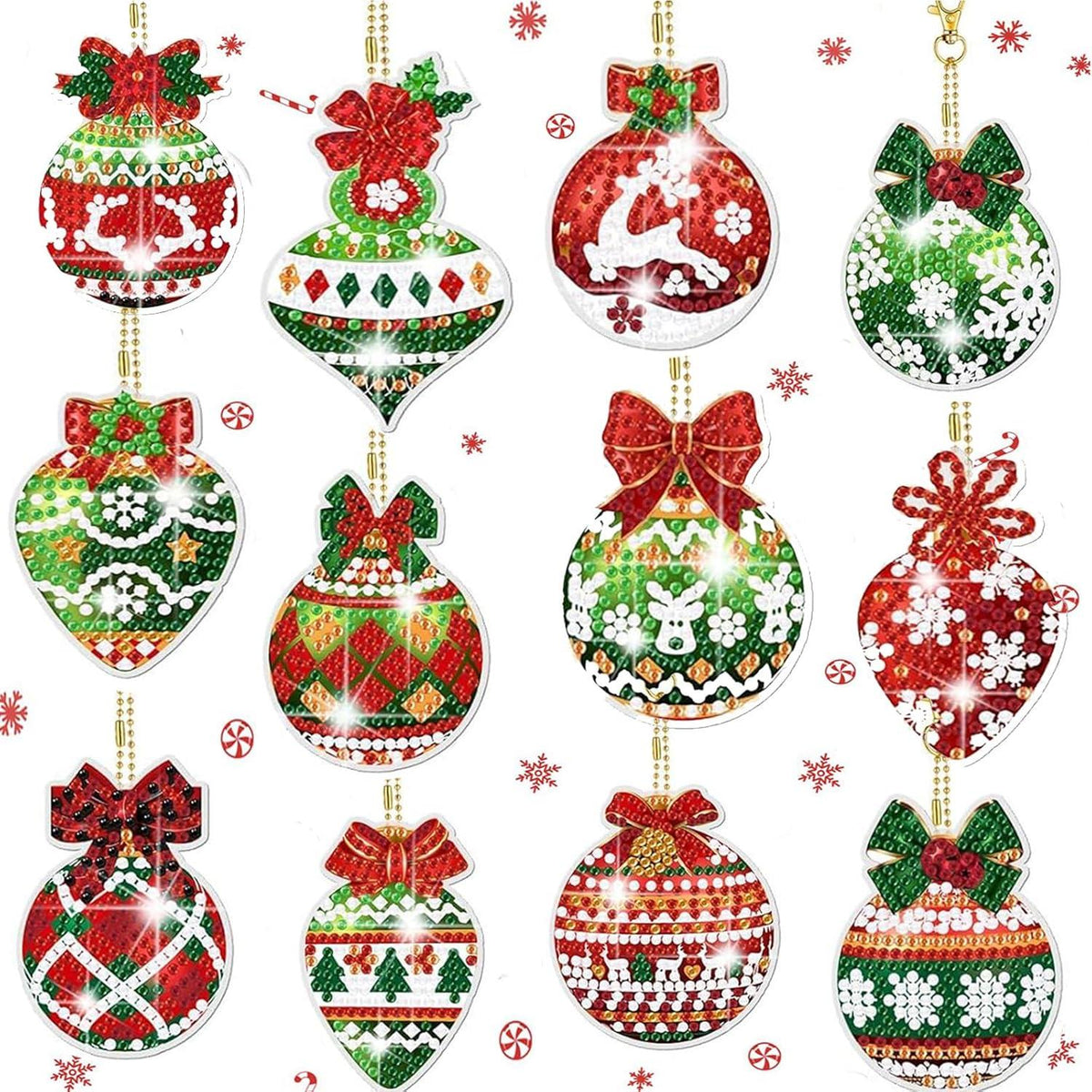 Diamond Painting Weihnachtsball Schlüsselanhänger Set