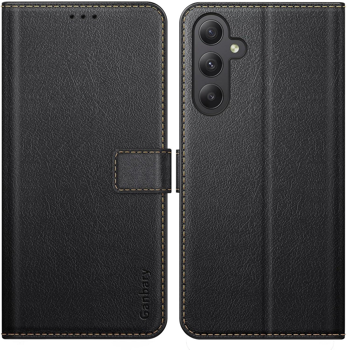 Samsung Galaxy A55 5G Handyhülle - Premium Leder Klapphülle Schwarz