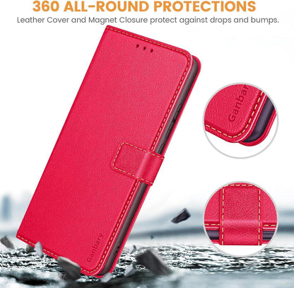Honor Magic6 Lite Handyhülle Leder Klapphülle Rot Standfunktion