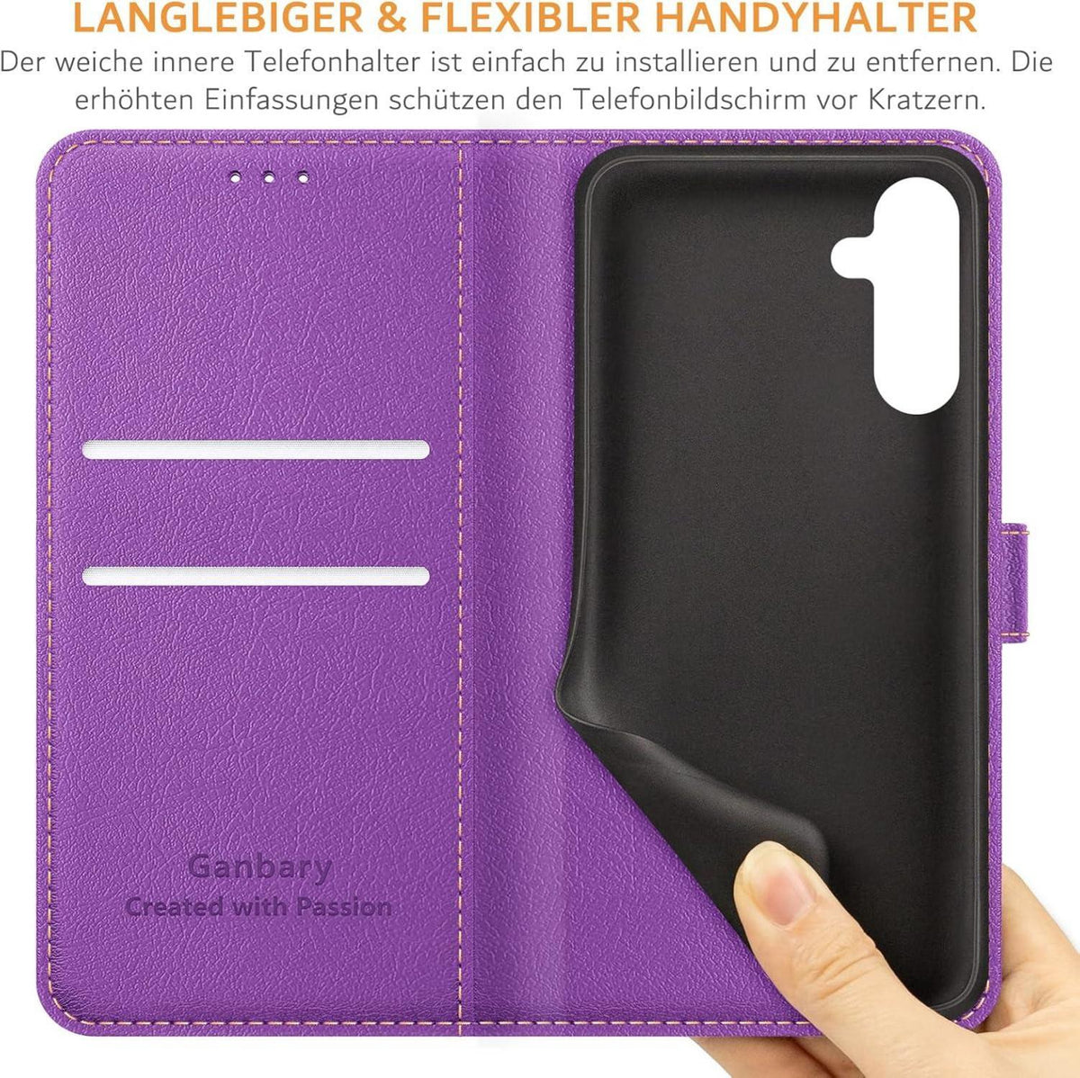 Handyhülle Samsung Galaxy A55 5G Leder Violett Magnetstandfunktion
