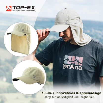 Wasserdichte Baseball Cap XL/XXL mit Nackenklappe & UV-Schutz
