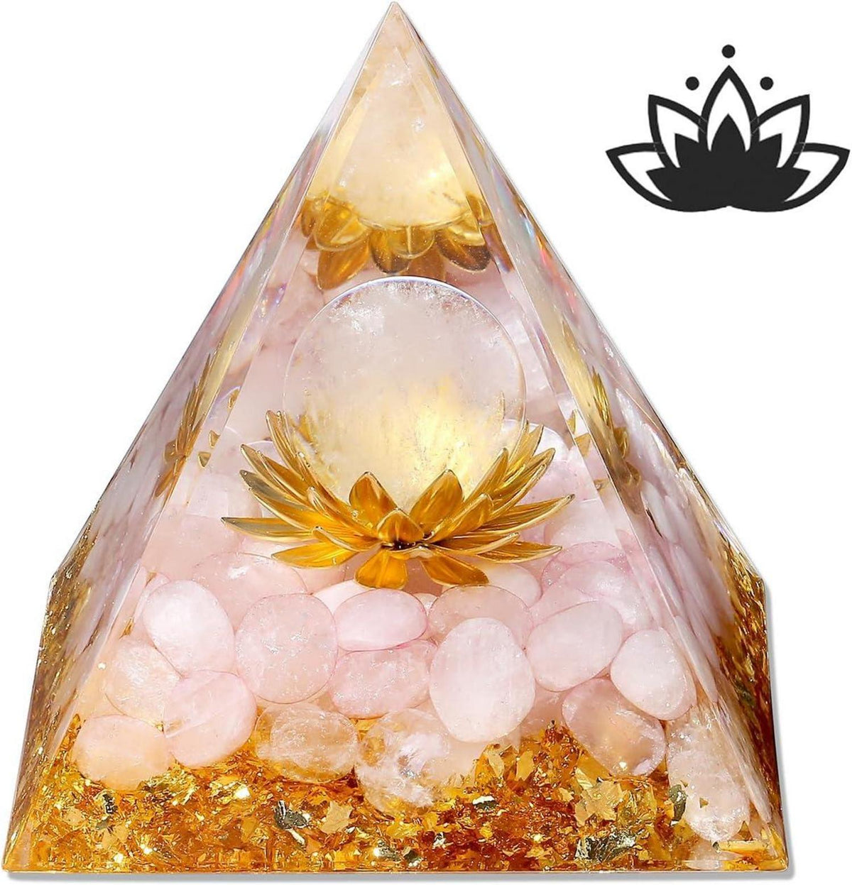 Rosenquarz Orgonit Pyramide Kristalle Lotus Energiesteine Spirituelle