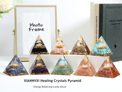 Obsidian Orgonit Pyramide Schwarzer Stein Kristalle Lotus positiv Spirituell