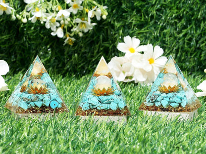 Kristalle Pyramide Orgonit Grün Türkis Lotus Heilkristalle XIANNVXI