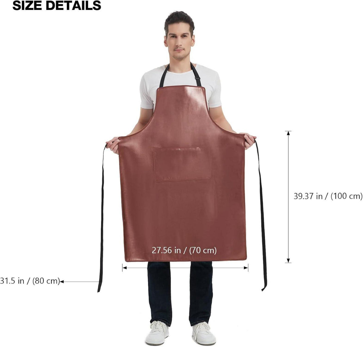 Wasserdichte Kunstleder Schürze mit 2 Taschen, Groß, Strapazierfähig, Reinigungsschürze