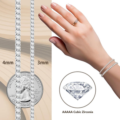 Tennisarmband Damen Silber 925 Zirkonia Armband Weißgold 14K 3mm