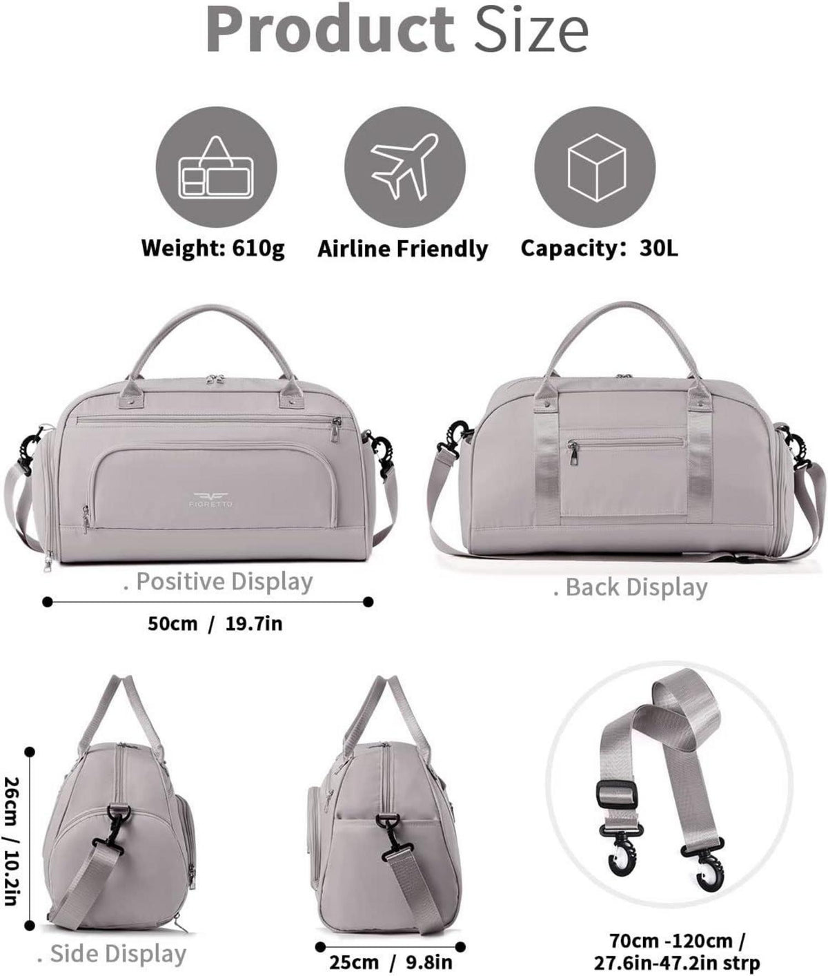 Kleine Sport- und Reisetasche 30L mit Schuhfach & Nassfach