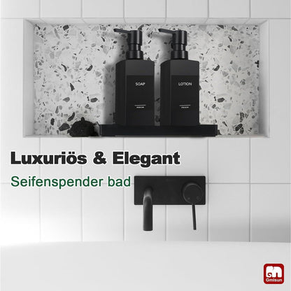 Moderner Seifenspender Set Schwarz Glas mit Tablett