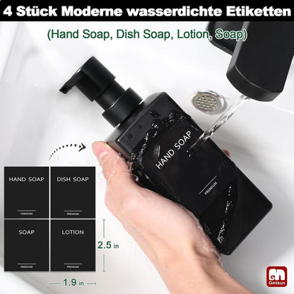 Moderner Seifenspender Set Schwarz Glas mit Tablett